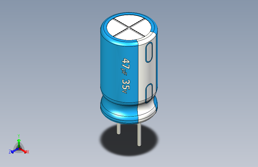 47uF 35V electr 6.3 x11mm -P.diameter 3.2mm-Blue-White