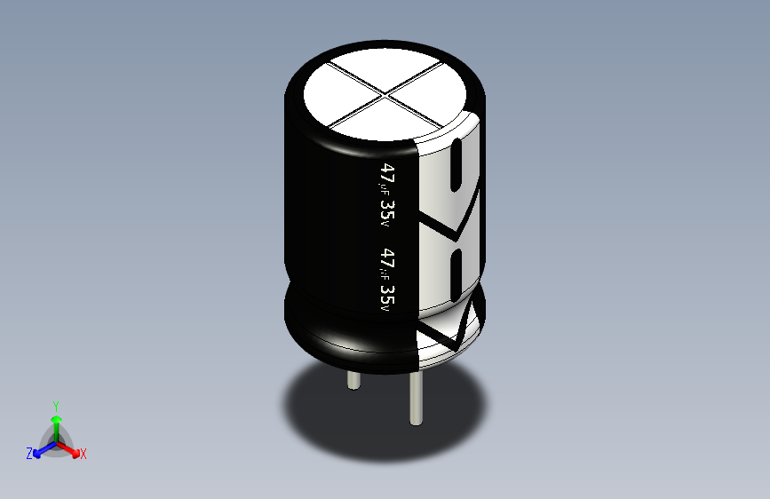 47uF 35V electr 8 x11mm  -P.diameter 3.5mm-Black-White