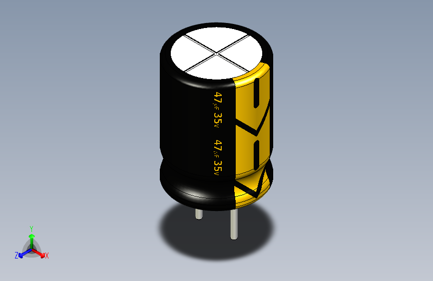 47uF 35V electr 8 x11mm  -P.diameter 3.5mm-Black-Yellow