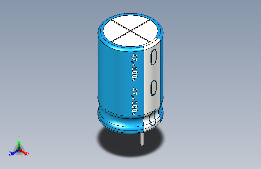 47uF 100V electr 10 x16mm  -P.diameter 5mm-Blue-White