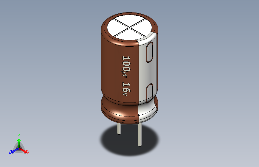 100uF 16V electr 6.3 x11mm -P.diameter 3.2mm-Brown-1-White