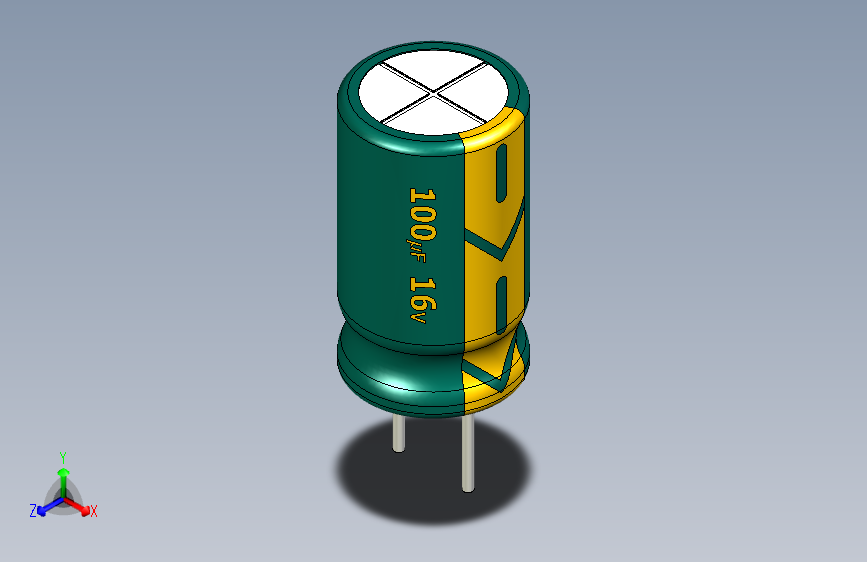 100uF 16V electr 6.3 x11mm -P.diameter 3.2mm-Green-Yellow