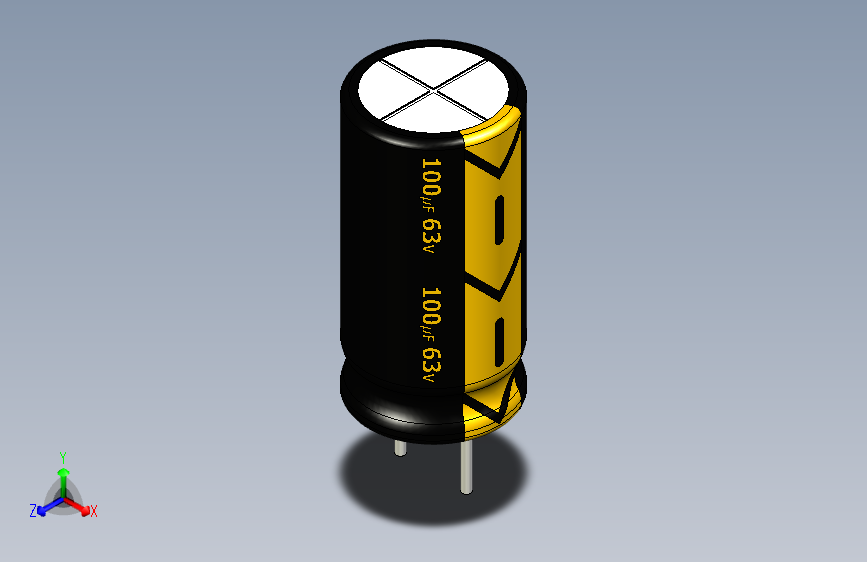 100uF 63V electr 8 x16mm -P.diameter 4mm-Black-Yellow
