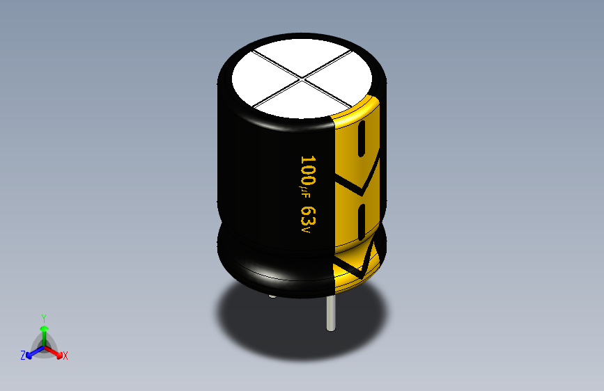100uF 63V electr 9.5 x12mm -P.diameter 4.6mm-Black-Yellow