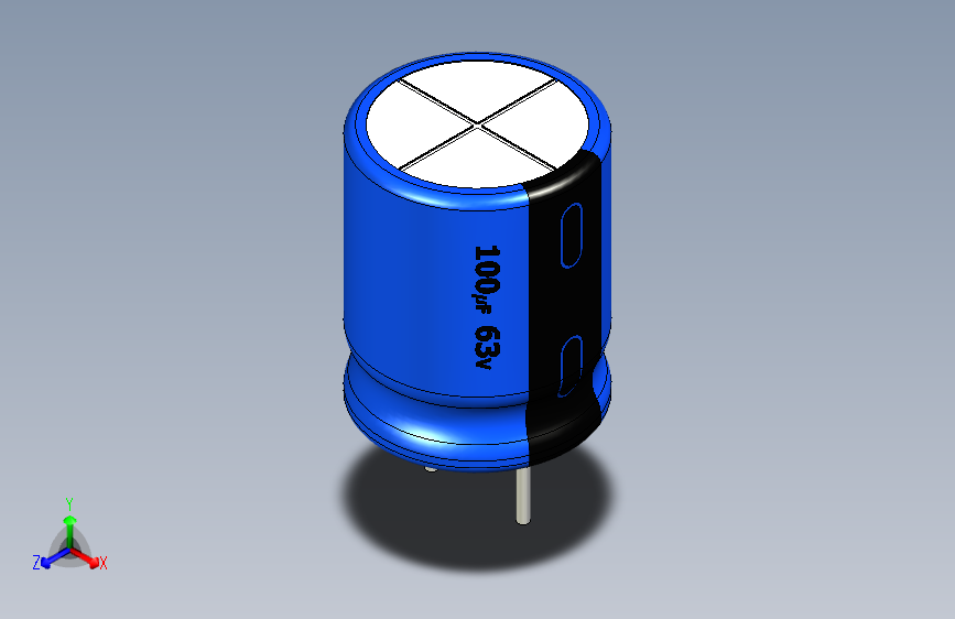 100uF 63V electr 9.5 x12mm -P.diameter 4.6mm-Blue-Black