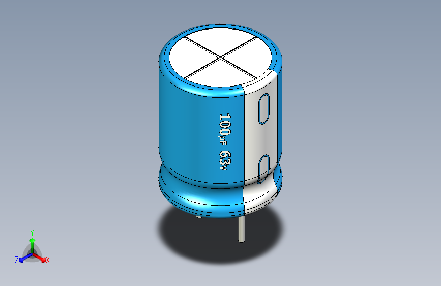 100uF 63V electr 9.5 x12mm -P.diameter 4.6mm-Blue-White