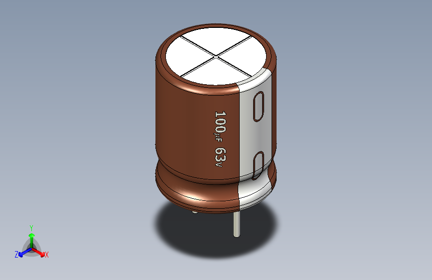 100uF 63V electr 9.5 x12mm -P.diameter 4.6mm-Brown-1-White