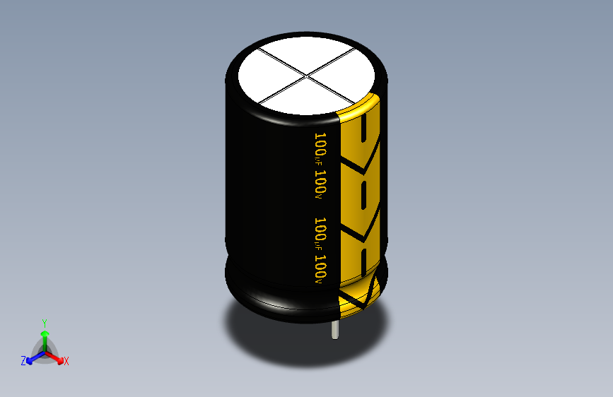 100uF 100V electr 13 x20mm -P.diameter 6.5mm-Black-Yellow