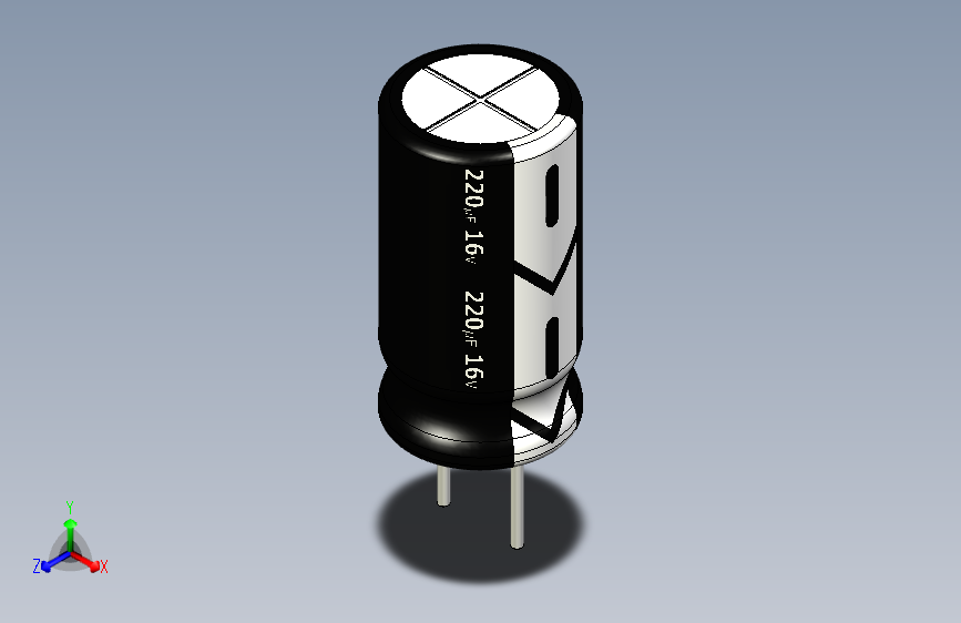 220uF 16V electr 6.3 x12mm -P.diameter 3.2mm-Black-White