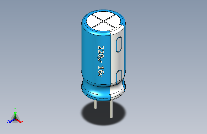 220uF 16V electr 6.3 x12mm -P.diameter 3.2mm-Blue-White