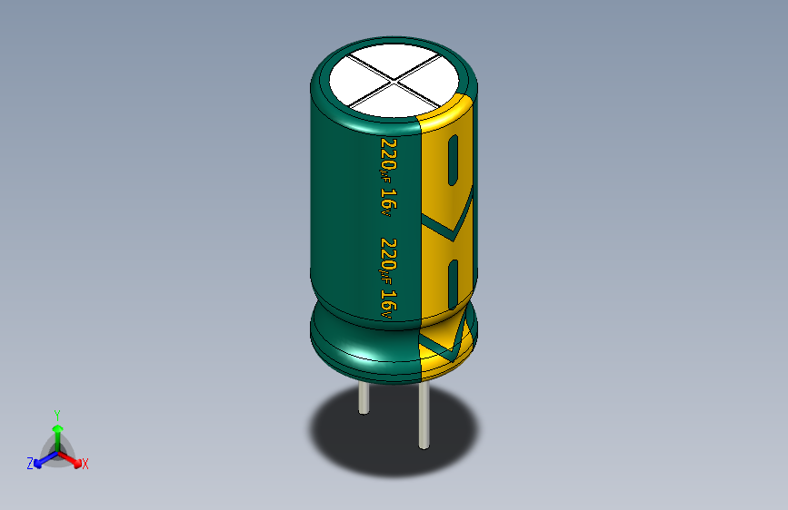 220uF 16V electr 6.3 x12mm -P.diameter 3.2mm-Green-Yellow