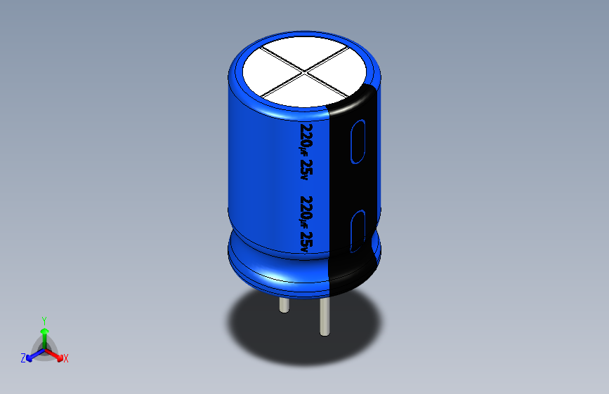 220uF 25V electr 8 x12mm -P.diameter 3mm-Blue-Black
