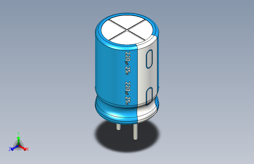 220uF 25V electr 8 x12mm -P.diameter 3mm-Blue-White