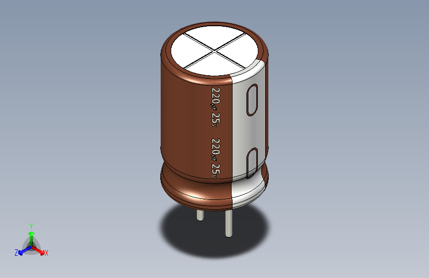 220uF 25V electr 8 x12mm -P.diameter 3mm-Brown-1-White