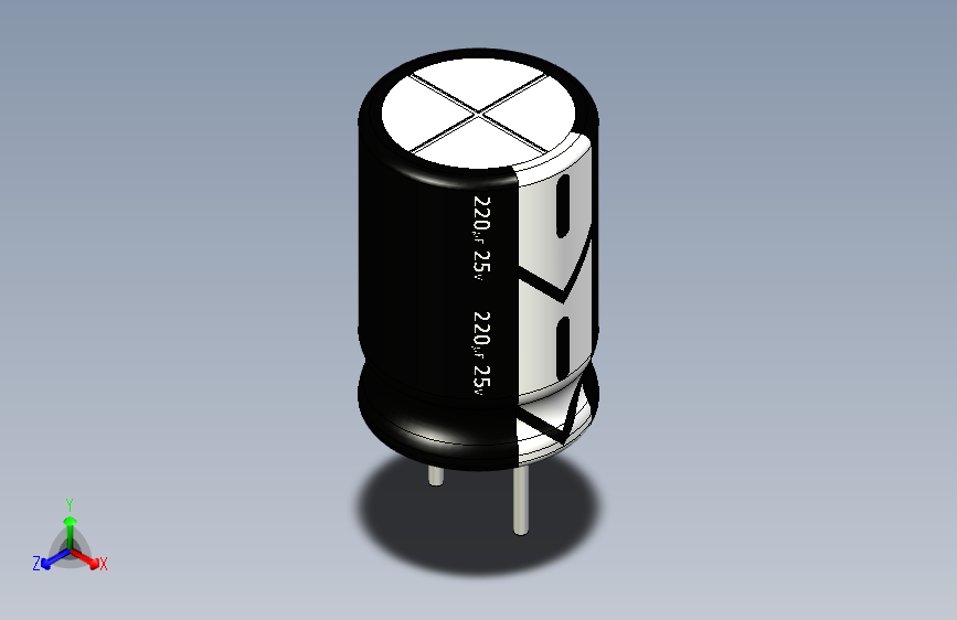 220uF 25V electr 8 x12mm -P.diameter 4mm-Black-White