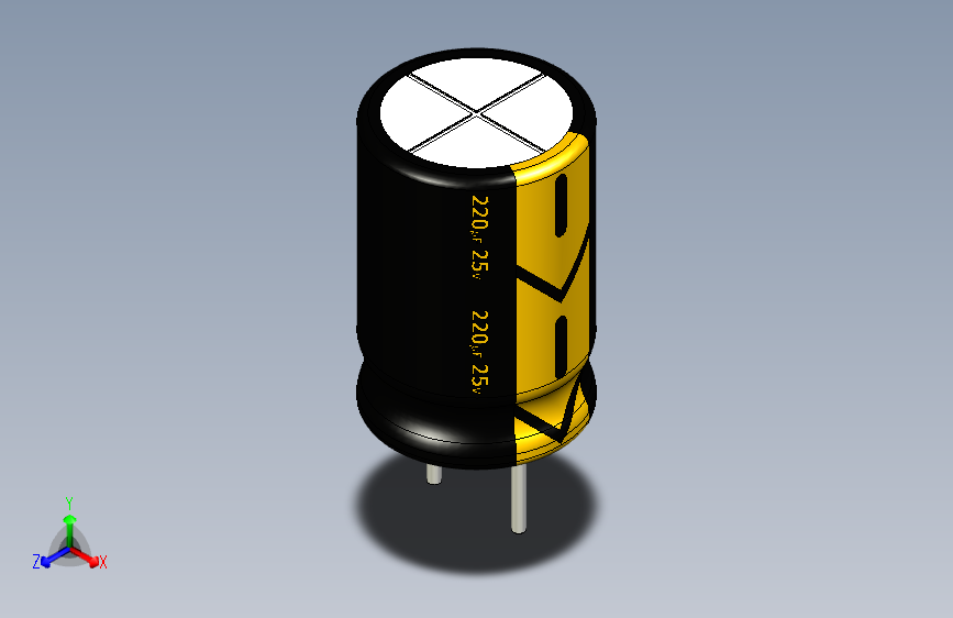 220uF 25V electr 8 x12mm -P.diameter 4mm-Black-Yellow