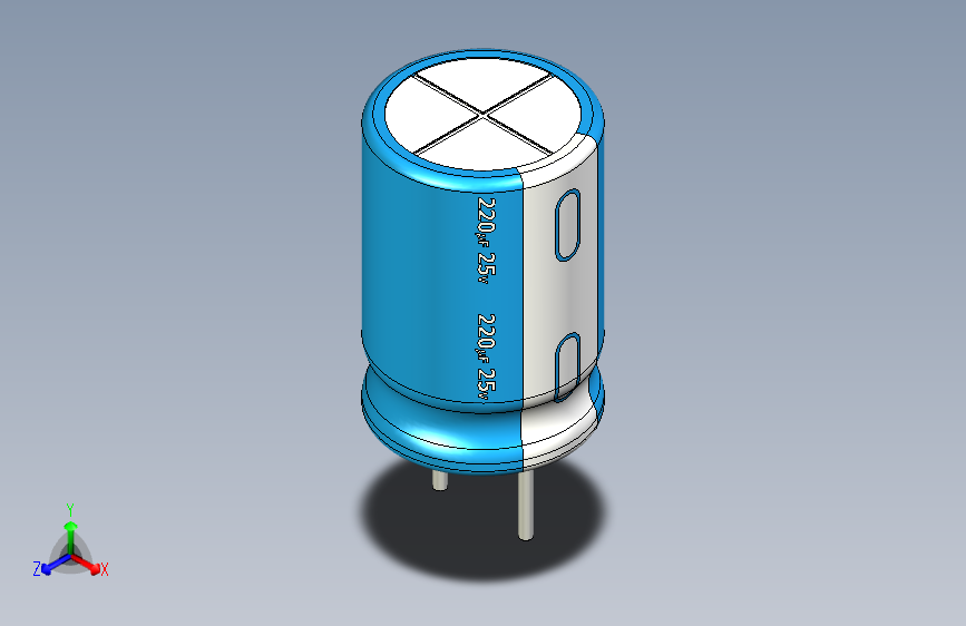 220uF 25V electr 8 x12mm -P.diameter 4mm-Blue-White