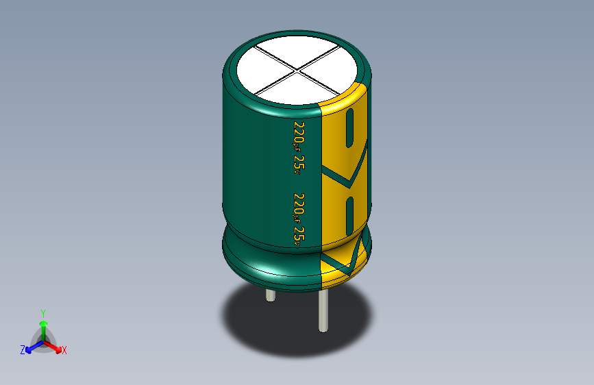 220uF 25V electr 8 x12mm -P.diameter 4mm-Green-Yellow