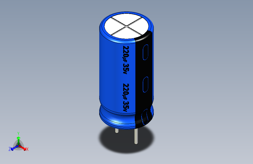 220uF 35V electr 8 x16mm -P.diameter 4mm-Blue-Black