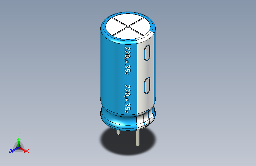 220uF 35V electr 8 x16mm -P.diameter 4mm-Blue-White