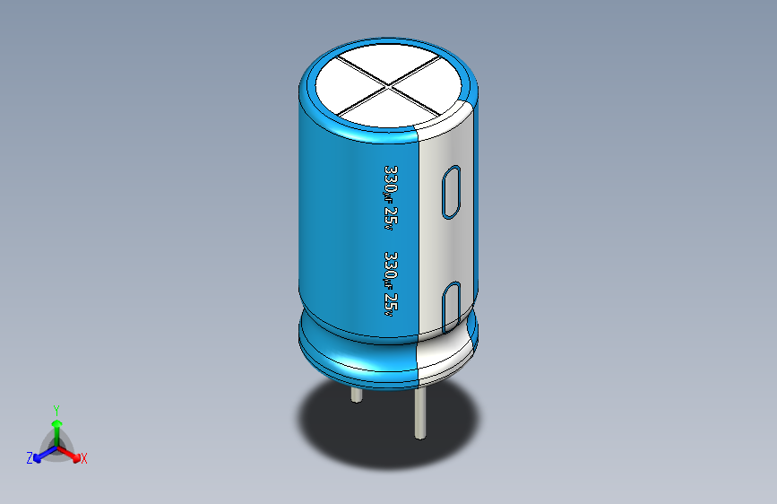330uF 25V electr 8 x14mm -P.diameter 4mm-Blue-White