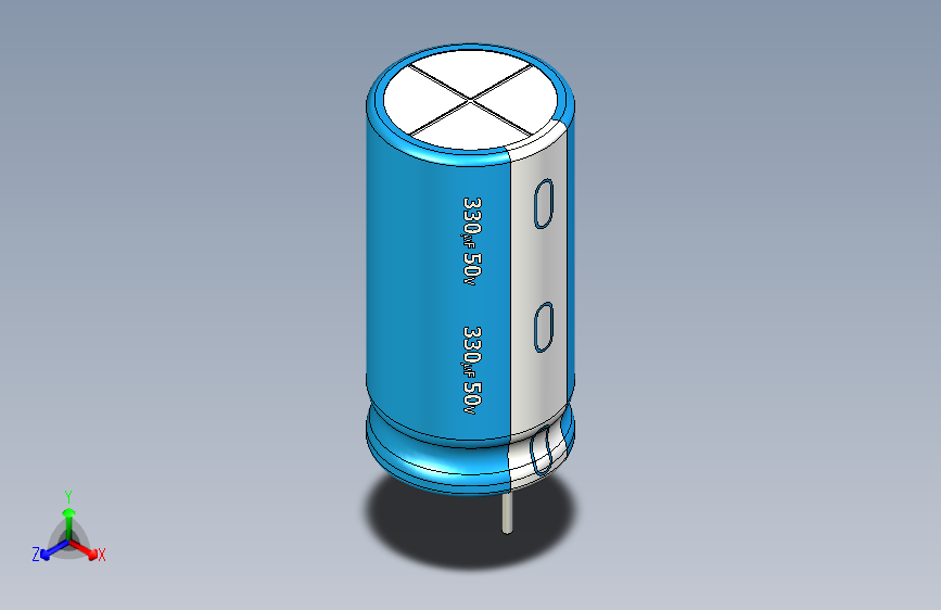 330uF 50V electr 10 x20mm -P.diameter 5mm-Blue-White