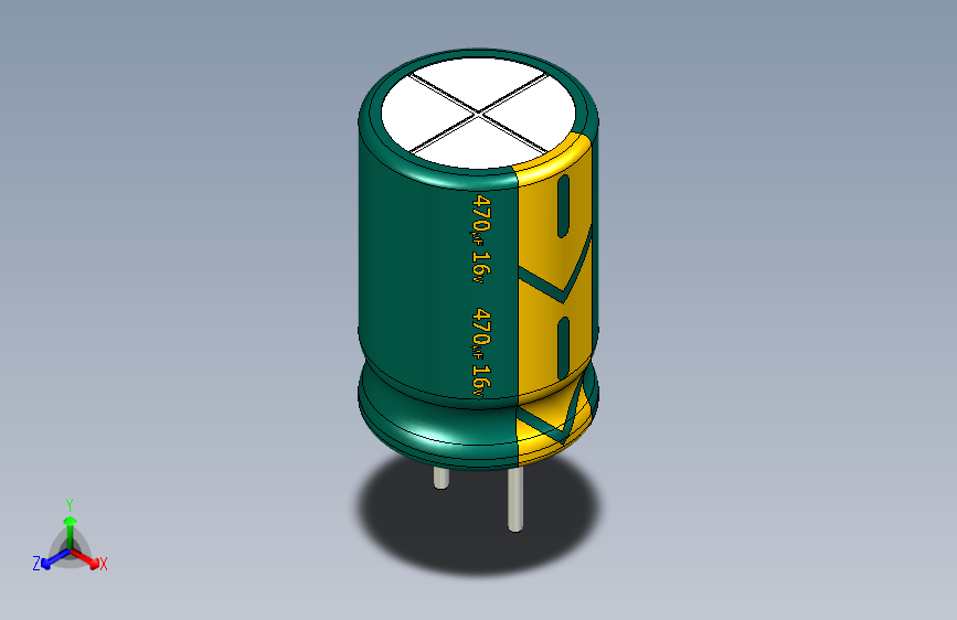 470uF 16V electr 8 x12mm -P.diameter 3.5mm-Green-Yellow