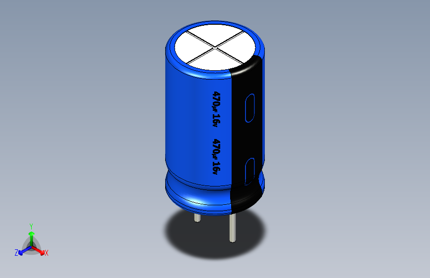 470uF 16V electr 8 x14mm -P.diameter 4mm-Blue-Black