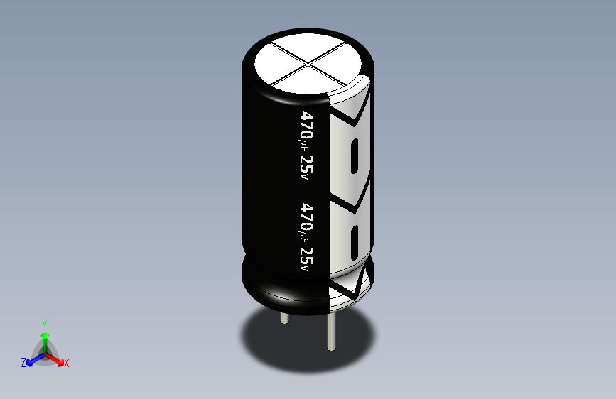 470uF 25V electr 8 x16mm -P.diameter 4mm-Black-White
