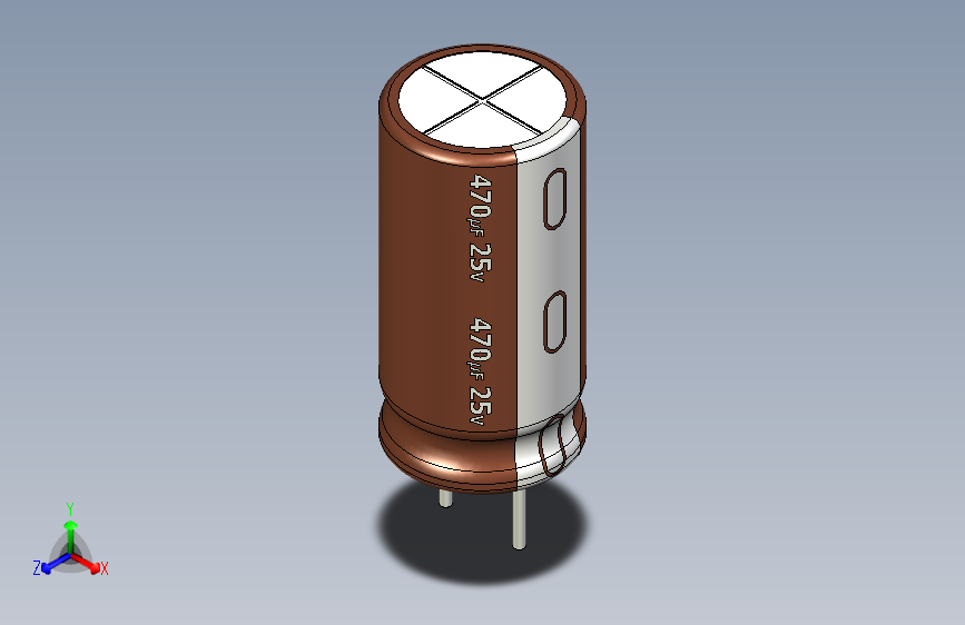 470uF 25V electr 8 x16mm -P.diameter 4mm-Brown-1-White