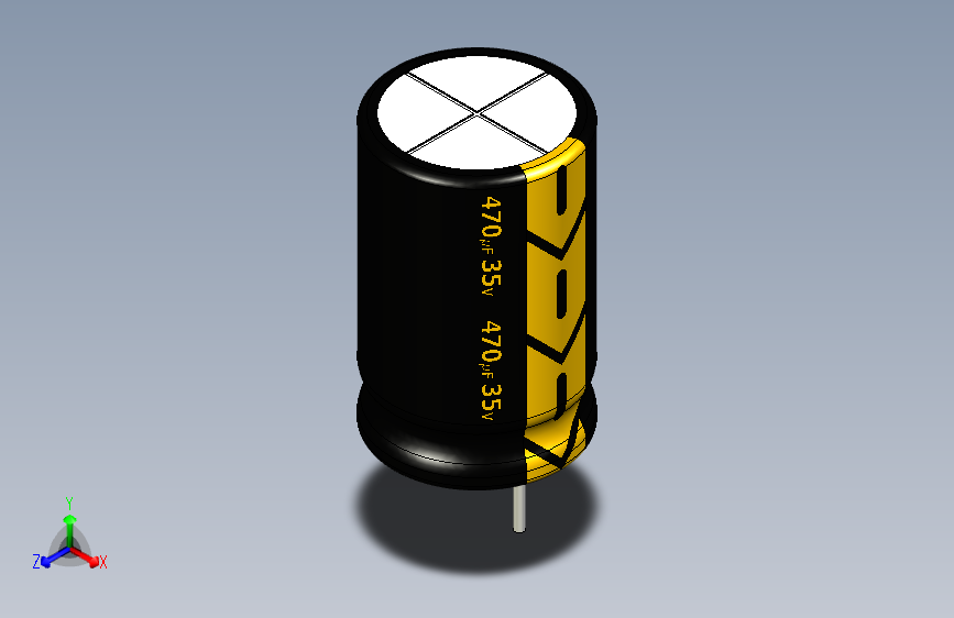 470uF 35V electr 10 x16mm  -P.diameter 5mm-Black-Yellow