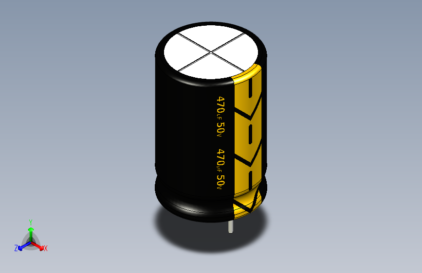 470uF 50V electr 13 x20mm -P.diameter 6.5mm-Black-Yellow