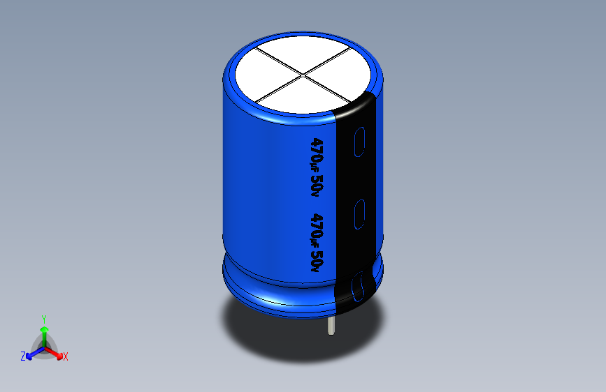470uF 50V electr 13 x20mm -P.diameter 6.5mm-Blue-Black