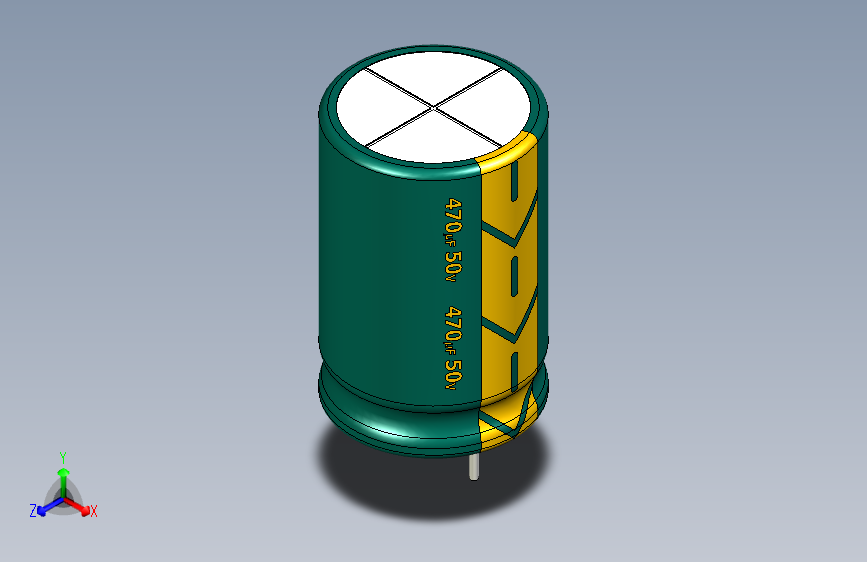 470uF 50V electr 13 x20mm -P.diameter 6.5mm-Green-Yellow