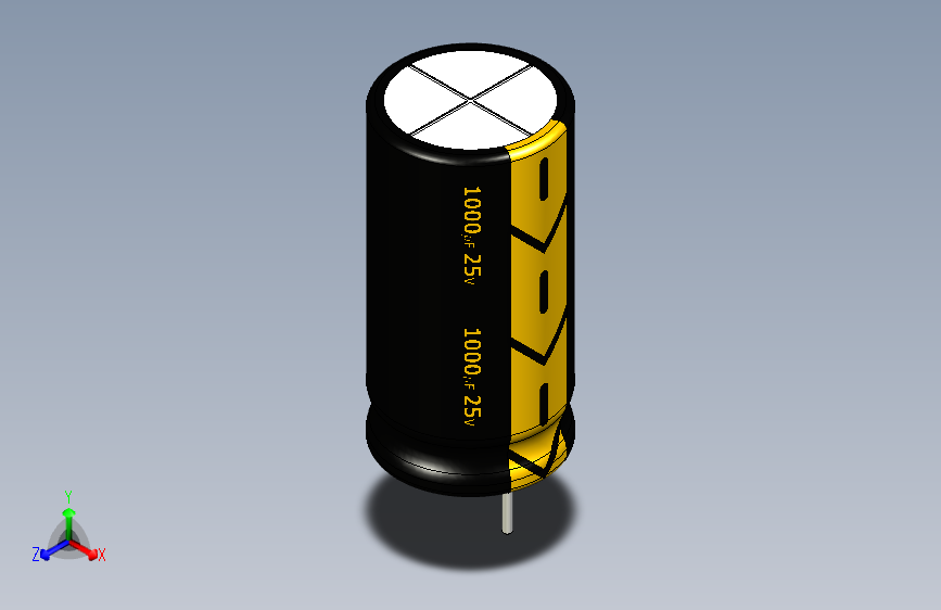 1000uF 25V electr 10 x20mm -P.diameter 5mm-Black-Yellow