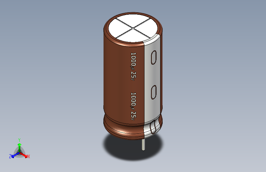1000uF 25V electr 10 x20mm -P.diameter 5mm-Brown-1-White