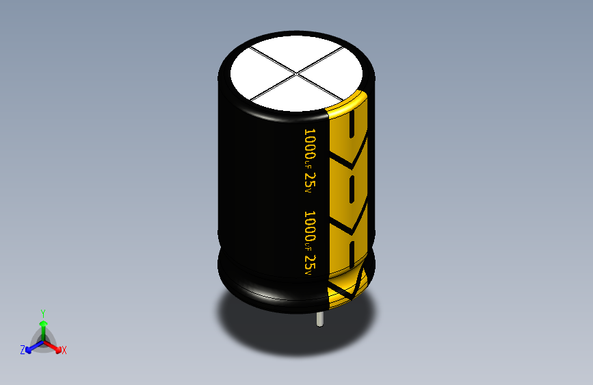 1000uF 25V electr 13 x20mm -P.diameter 5.5mm-Black-Yellow