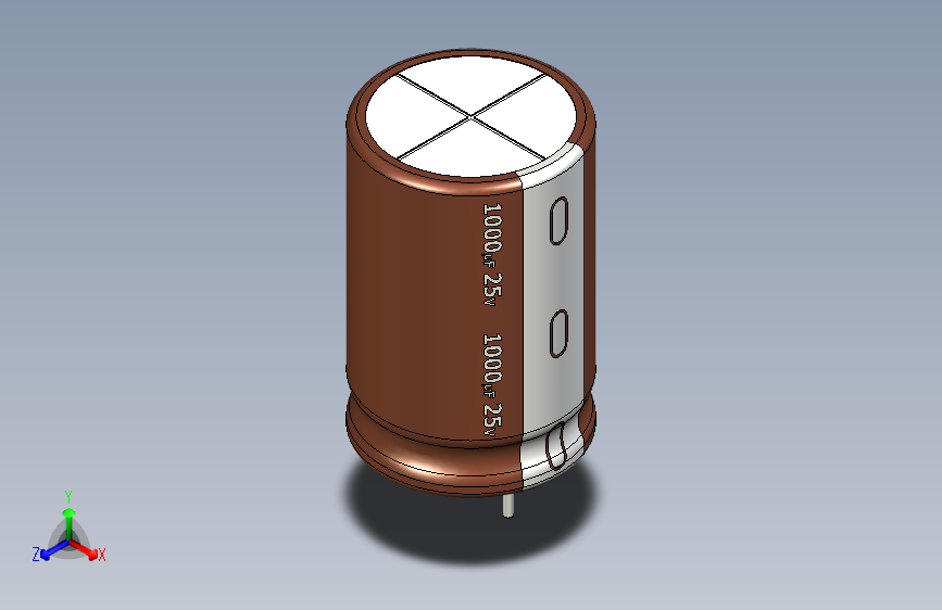 1000uF 25V electr 13 x20mm -P.diameter 5.5mm-Brown-1-White