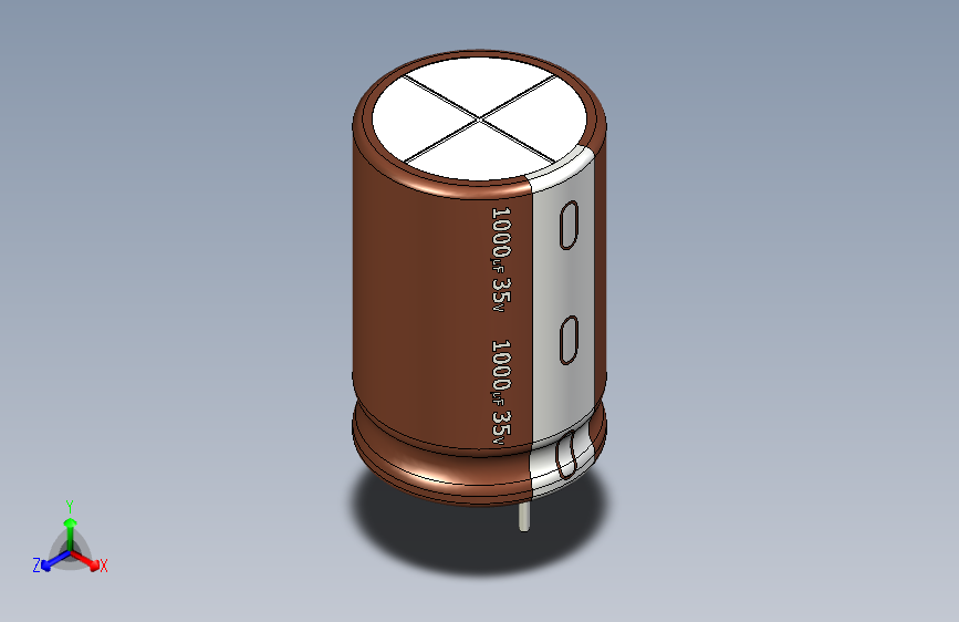 1000uF 35V electr 13 x20mm -P.diameter 6.5mm-Brown-1-White