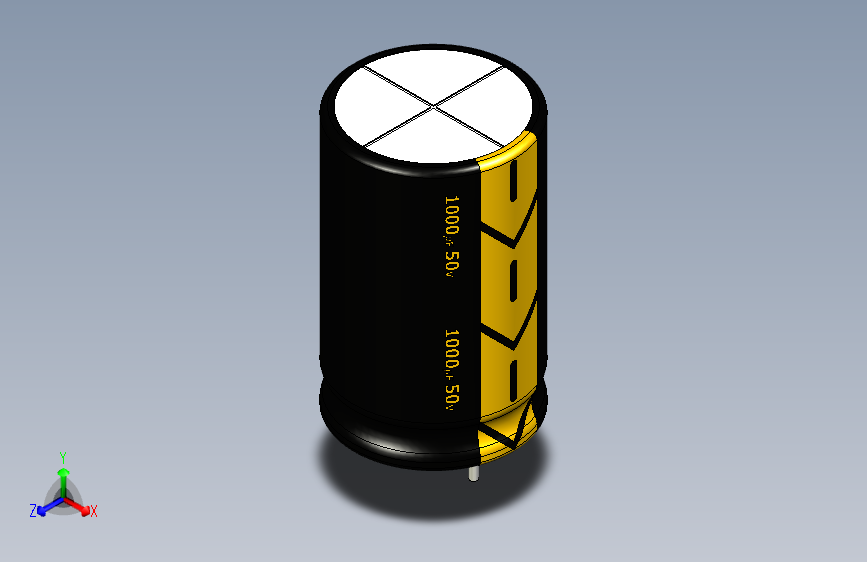 1000uF 50V electr 16 x26mm -P.diameter 8mm-Black-Yellow