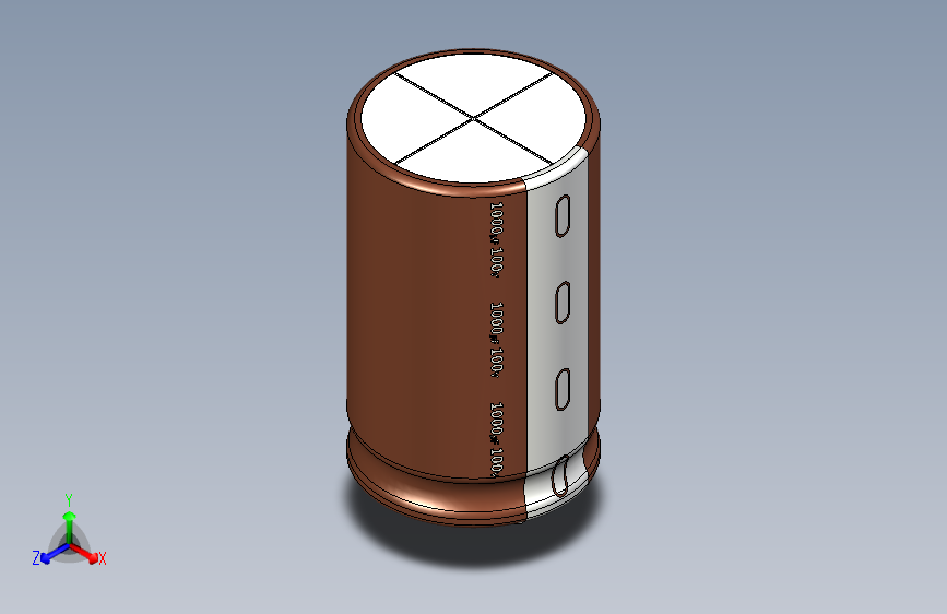 1000uF 100V electr 22 x36mm -P.diameter 11mm-Brown-1-White
