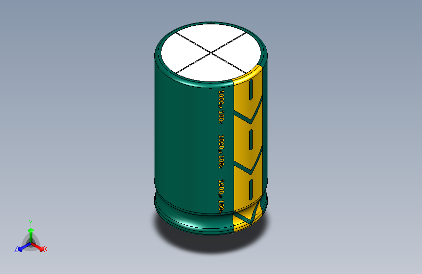 1000uF 100V electr 22 x36mm -P.diameter 11mm-Green-Yellow