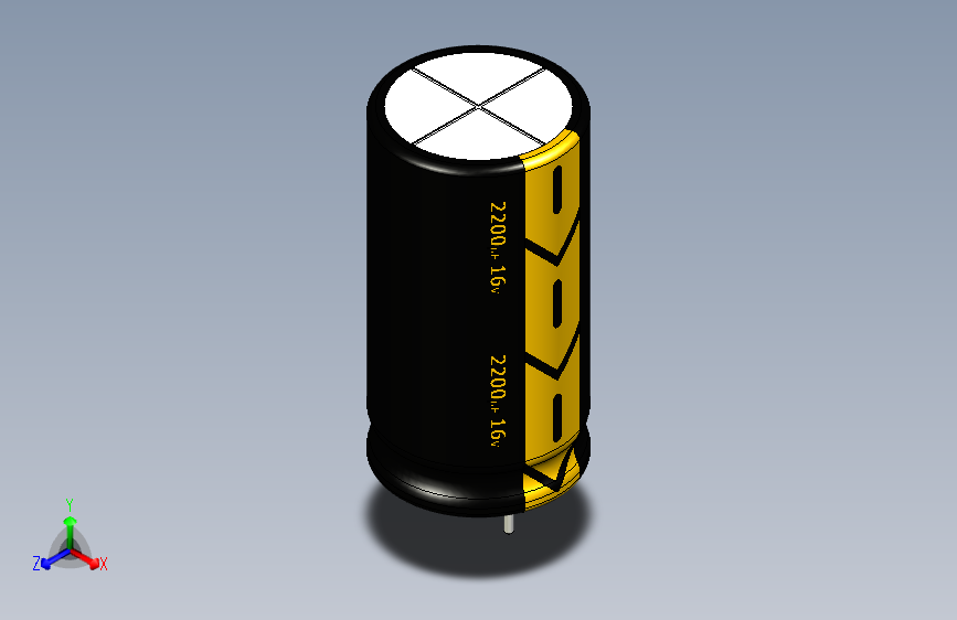 2200uF 16V electr 13 x25mm -P.diameter 5mm-Black-Yellow