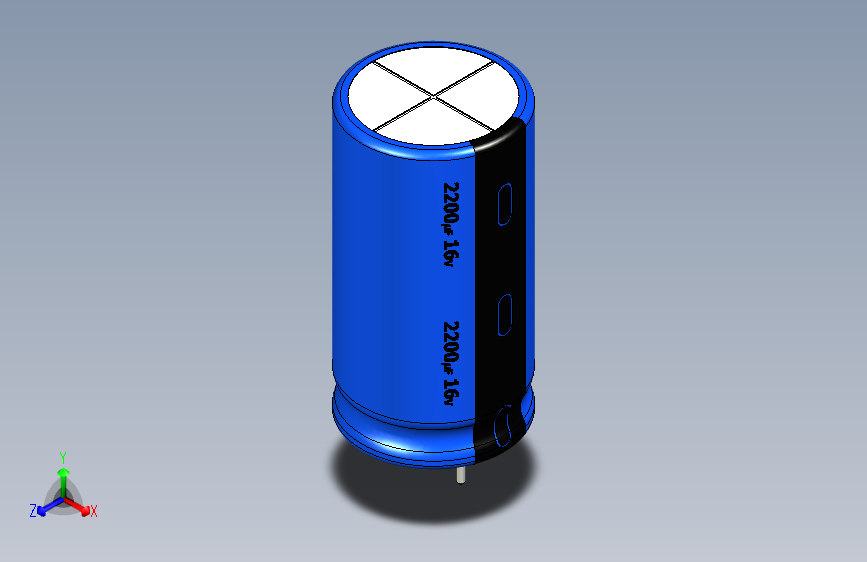 2200uF 16V electr 13 x25mm -P.diameter 5mm-Blue-Black