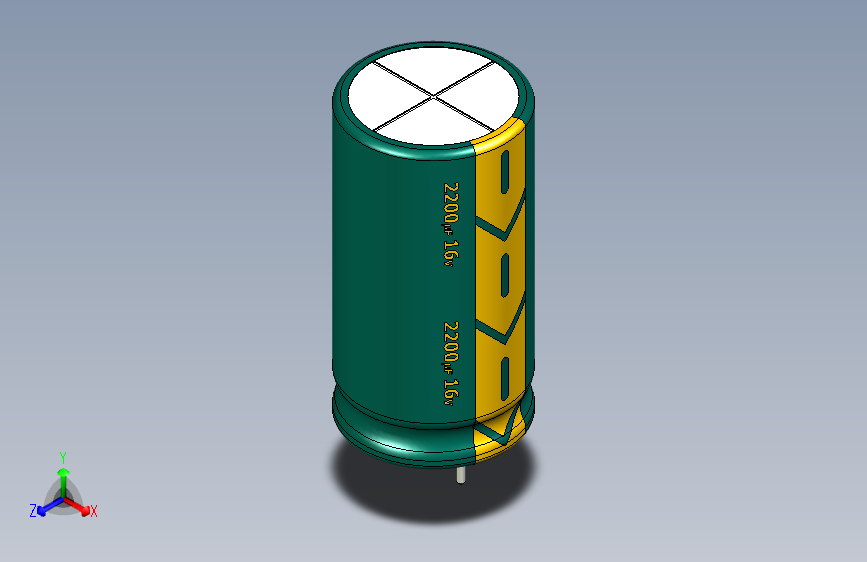 2200uF 16V electr 13 x25mm -P.diameter 5mm-Green-Yellow