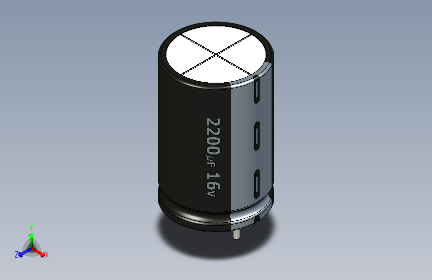 2200uF 16V electr -13x20mm -P.diameter 6.5mm