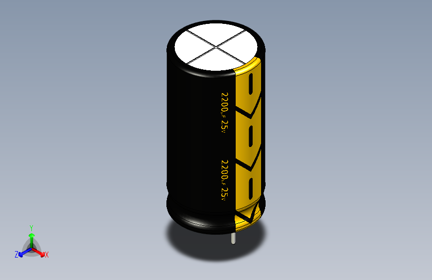 2200uF 25V electr 13 x26mm -P.diameter 6.5mm-Black-Yellow