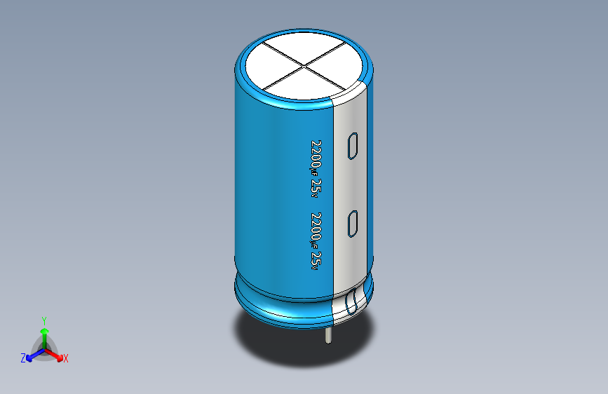 2200uF 25V electr 13 x26mm -P.diameter 6.5mm-Blue-White