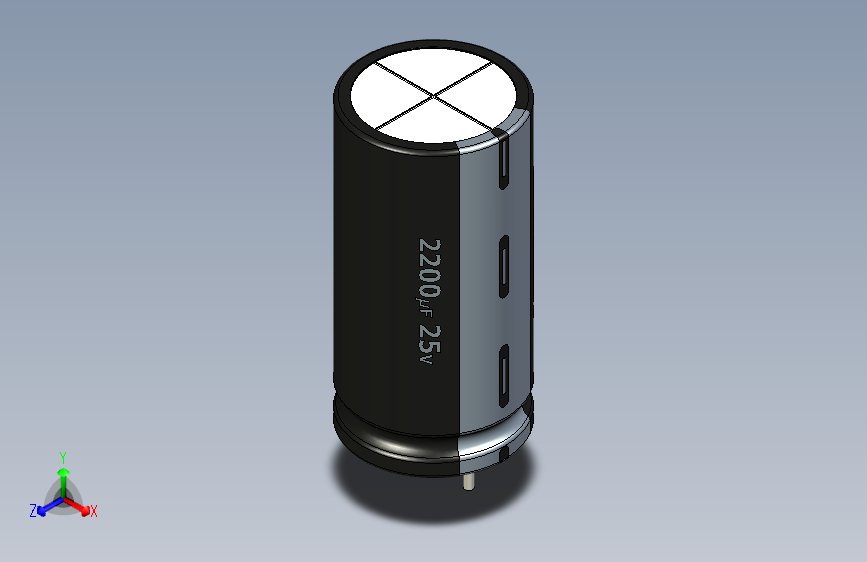 2200uF 25V electr -13x26mm -P.diameter 6.5mm