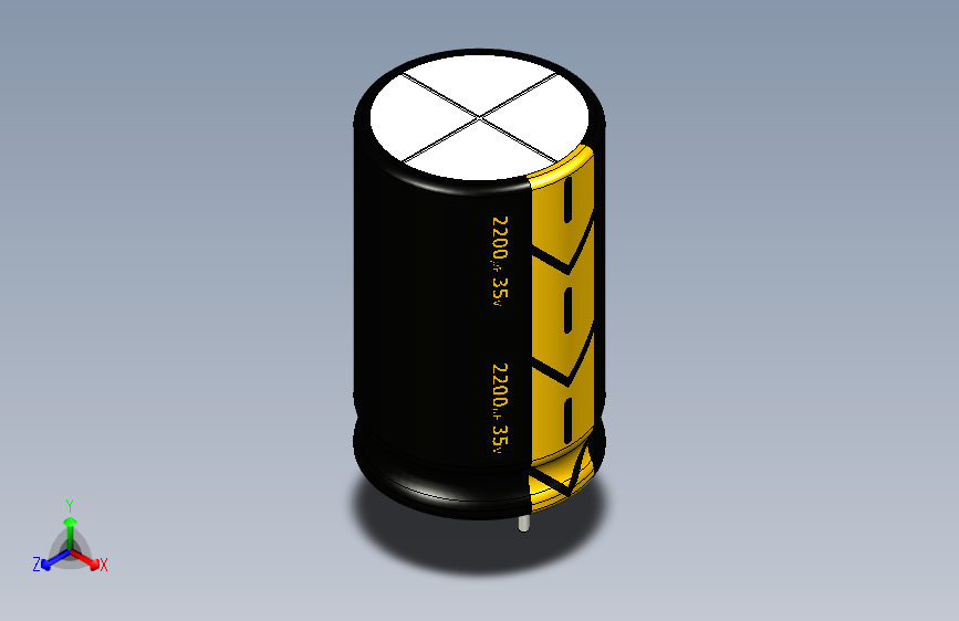 2200uF 35V electr 16 x26mm -P.diameter 8mm-Black-Yellow